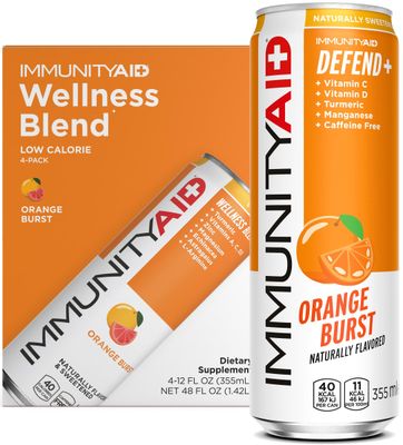 IMMUNITYAID Wellness Blend, With Echinacea, Zinc, Astragalus and Vitamin C, Only 45 Calories, 100% Clean, Vegan and Gluten-Free, No Artificial Flavors, Sodium or Caffeine, 12 Fl Oz (Pack of 4)