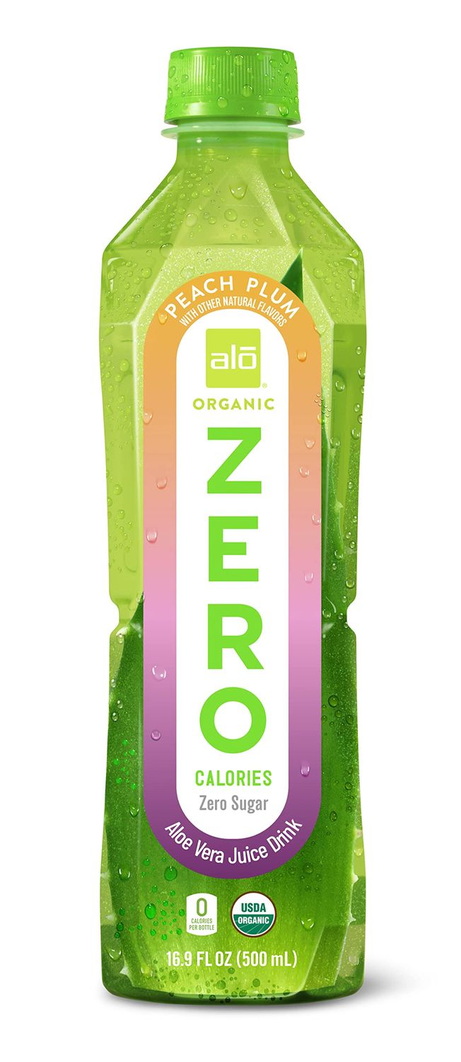 ALO ORGANIC ZERO Aloe Vera Juice, Peach + Plum | 16.9 fl oz, Pack of 12 | Zero Calorie, Aloe Vera Sugar Plant-Based Drink