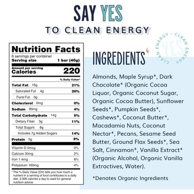The YES Bar - Dark Chocolate Chip - Plant Based Protein, Decadent Snack Bar - Vegan, Paleo, Gluten Free, Dairy Free, Low Sugar, Healthy Snack, Breakfast, Low Carb, Keto Friendly (Pack of 6)