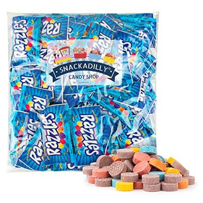 Razzle Candy Gum - 100 Packs Of Chewing Gum - 2 Pieces Per Pack - Candy Coated Chewing Gum - Freshly Packed By Snackadilly