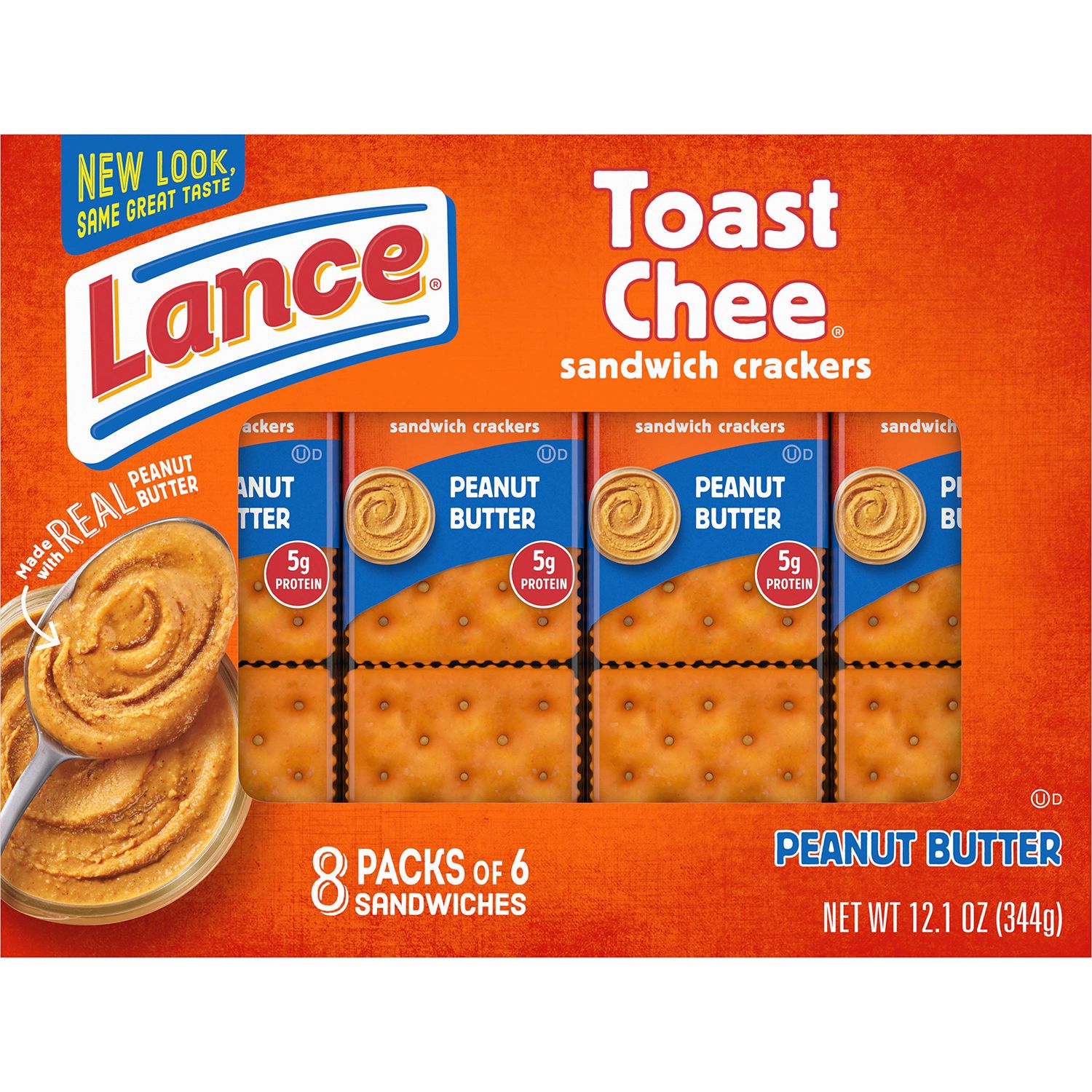 Lance Sandwich Crackers, ToastChee Peanut Butter, 8 Ct Box