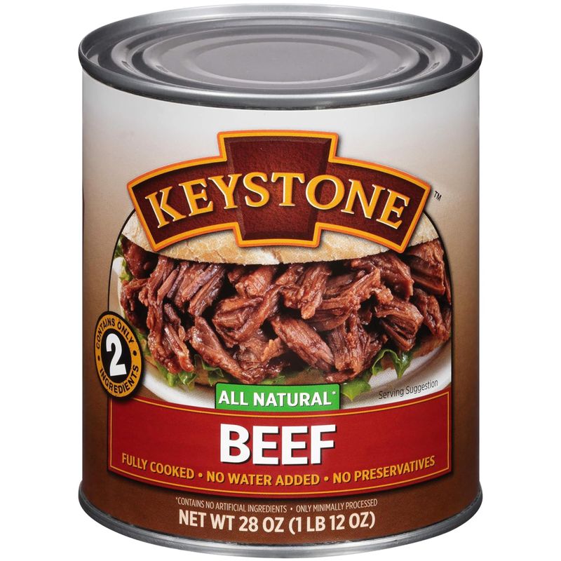 Keystone Meats All Natural Canned Beef 28 Oz Long Term Emergency Survival Food Canned Meat | Fully Cooked Ready to Eat | Gluten Free Pack of 1