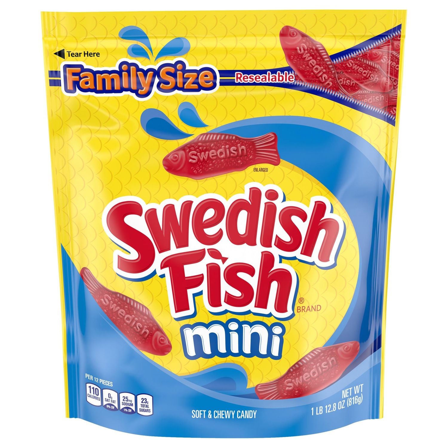 SWEDISH FISH Mini Soft &amp; Chewy Candy, Family Size, Bulk Candy, 1.8 lb