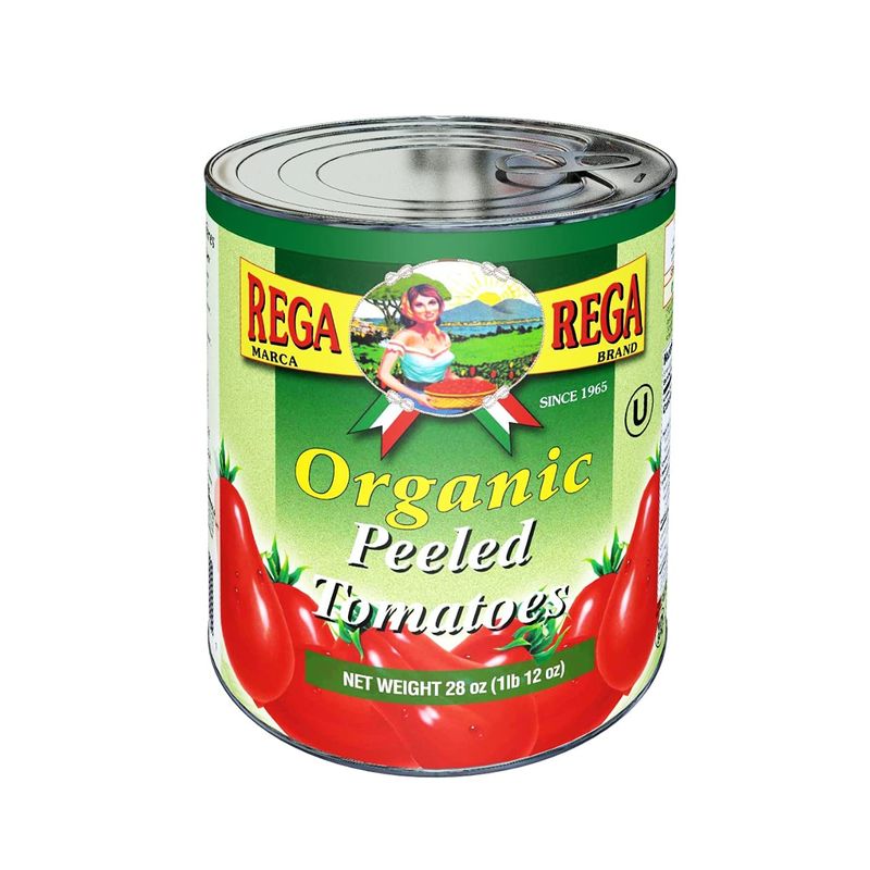 REGA Organic Peeled Plum Tomatoes - Pack of 4 Tinned/Canned Fresh Tomatoes Ready to be Chopped for Use in Sauces