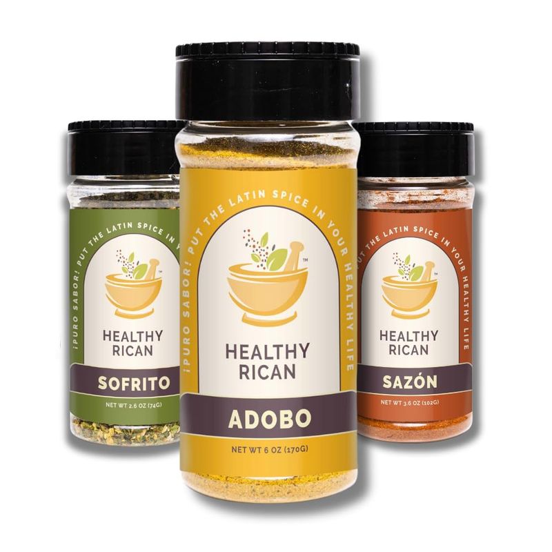 Healthy Rican Herbs Spice Seasoning Mix Adobo Sazon Sofrito Dry Non GMO No Preservatives MSG Artificial Coloring Gluten Free Diabetes Keto Friendly Whole 30 Approved Variety Bundle (3 Pack)