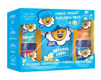 Kernel Season&#39;s Movie Night Supplies, Popcorn and Seasoning Party Pack, 4 Flavor Variety Pack