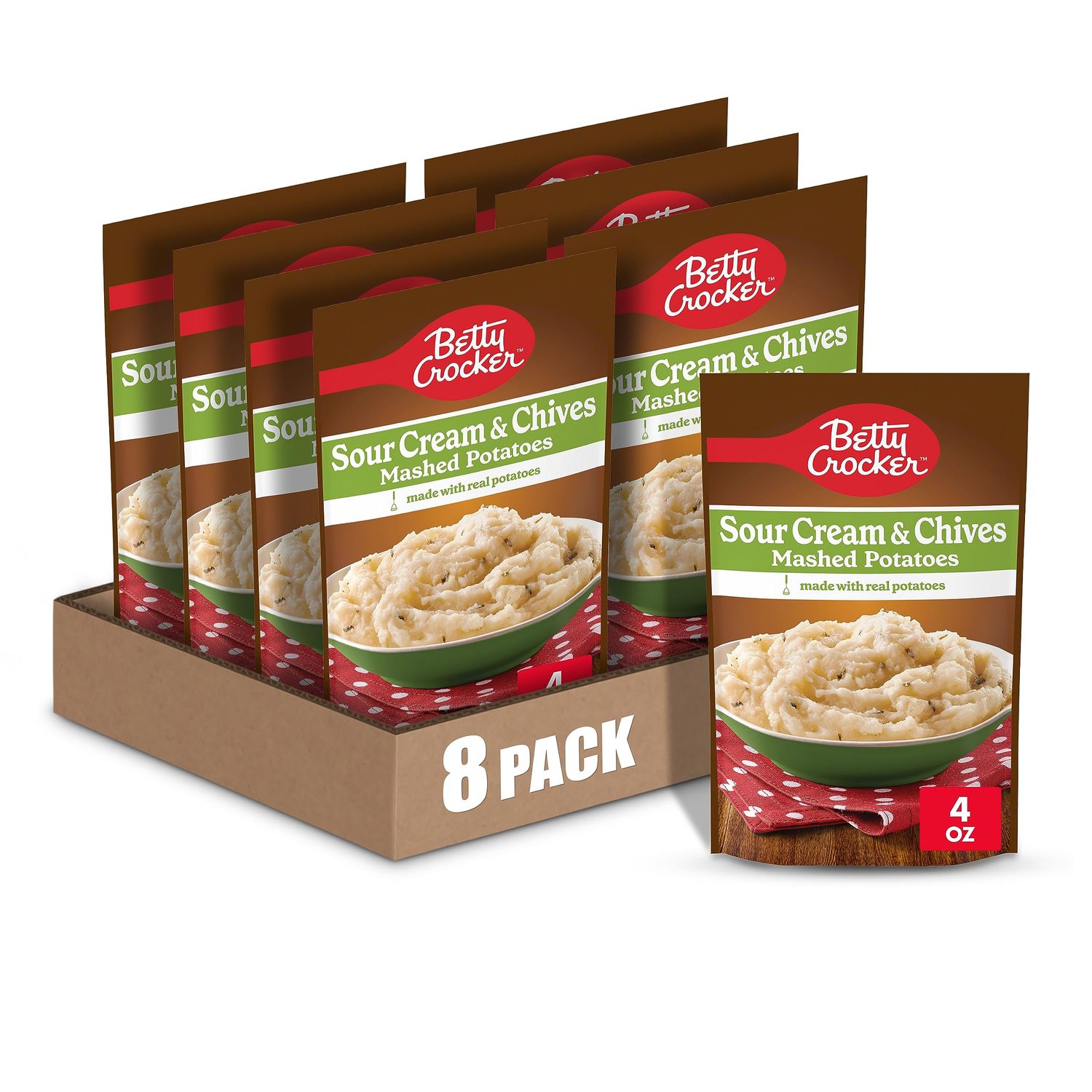 Betty Crocker Sour Cream &amp; Chives Mashed Potatoes, 4 oz. (Pack of 8)