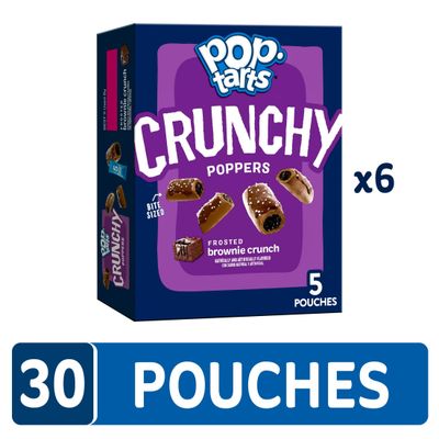 Pop-Tarts Crunchy Poppers Crunchy Filled Snack Pieces, Kids Snacks, On-the-Go Snacks, Frosted Brownie Crunch (6 Boxes, 30 Pouches)