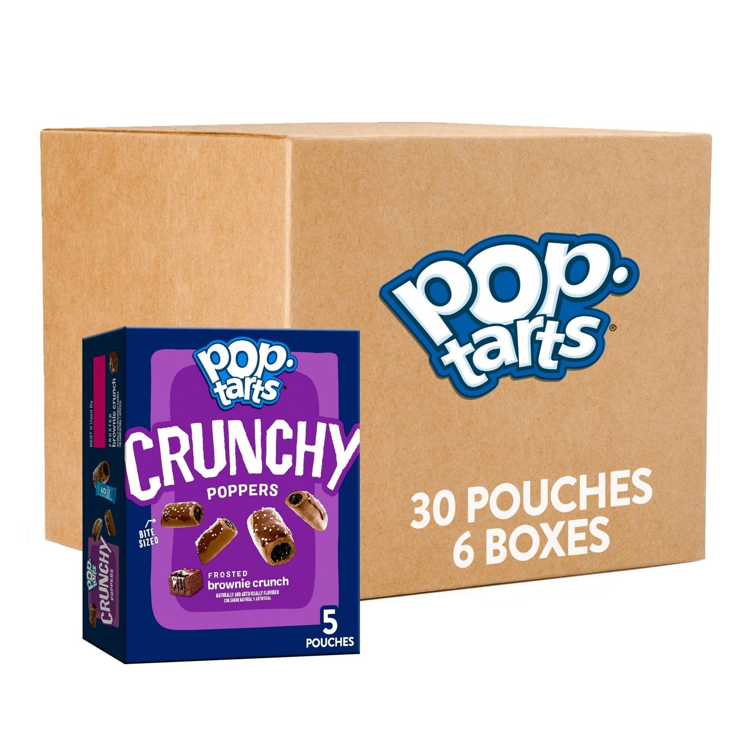 Pop-Tarts Crunchy Poppers Crunchy Filled Snack Pieces, Kids Snacks, On-the-Go Snacks, Frosted Brownie Crunch (6 Boxes, 30 Pouches)