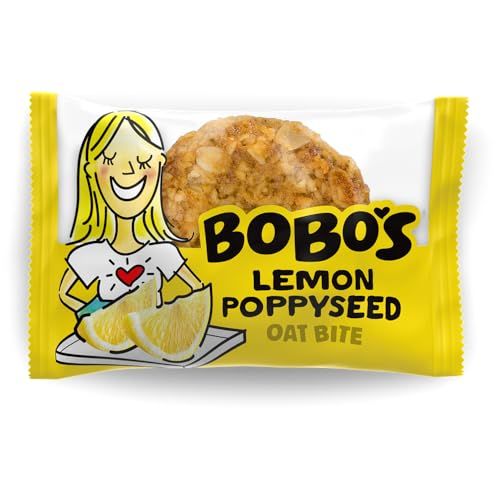 Bobo&#39;s Oat Bites, Lemon Poppyseed, 1.3 oz Bites (30 Pack Box), Gluten Free Whole Grain Snack, Vegan On-The-Go