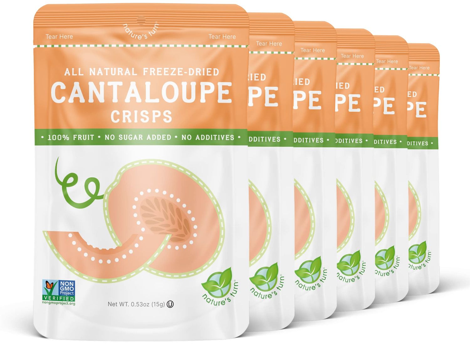 Nature&#39;s Turn Freeze-Dried Fruit Snacks, Cantaloupe Crisps, Pack of 6 (0.53 oz Each)