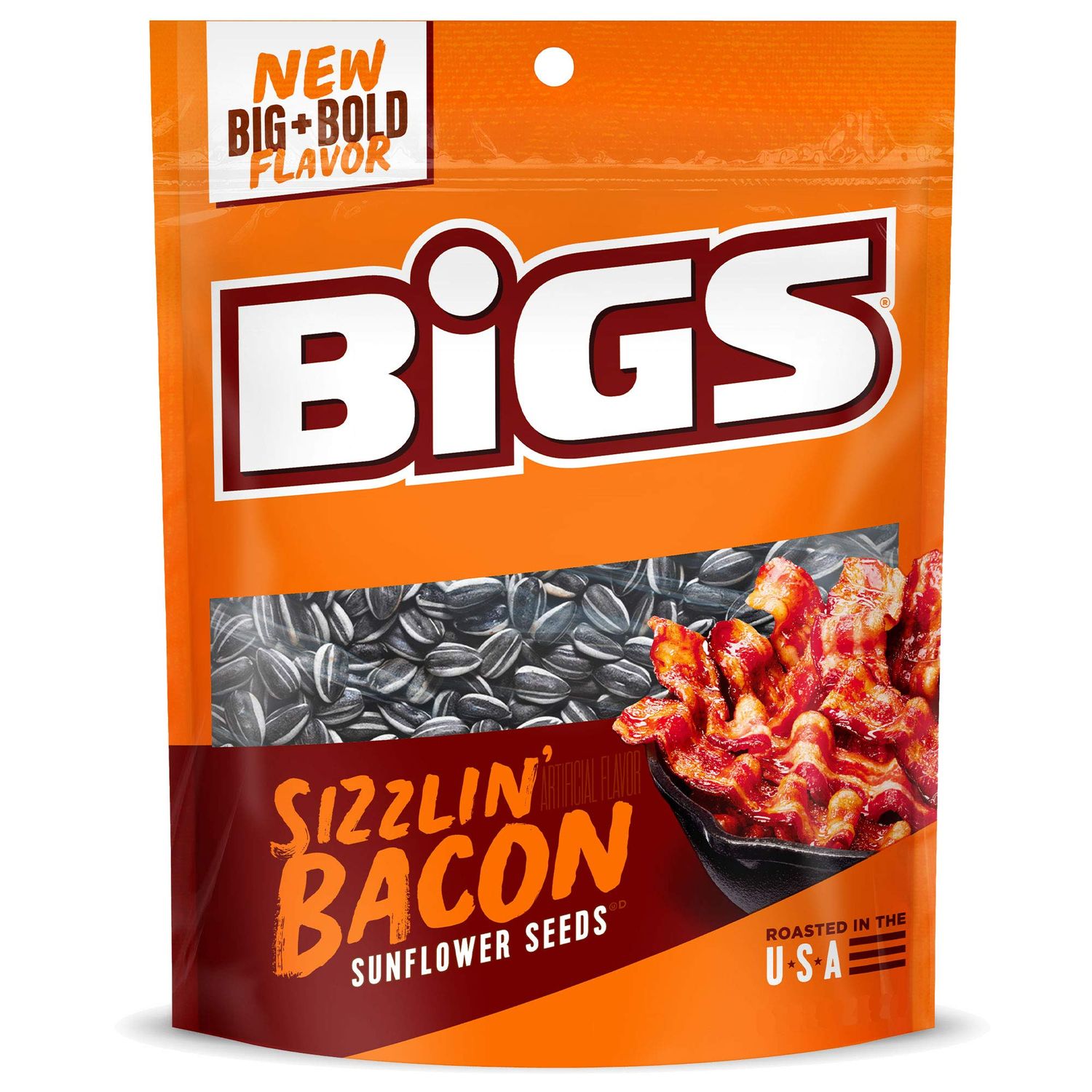 BIGS Sizzlin&#39; Bacon Sunflower Seeds, Keto Friendly Snack, Low Carb Lifestyle, 5.35 oz Bag