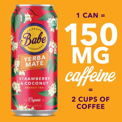 Babe Yerba Mate, Natural Energy Drink Alternative, Organic Variety Pack, 16oz (Pack of 12), 150mg Caffeine