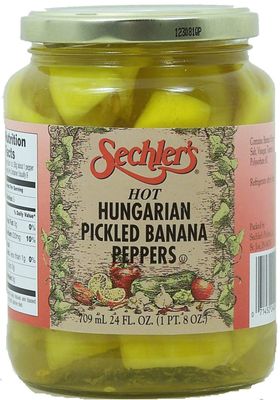 Sechler&#39;s hot hundarian pickled banana peppers 24-fl. oz. glass jar (Pack fo 1)