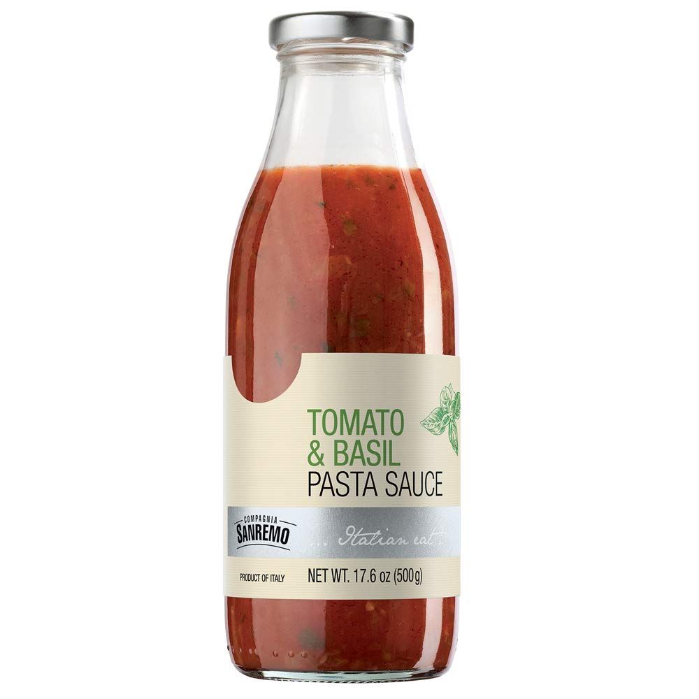 Compagnia Sanremo Sauce Italian Fresh Tomato &amp; Basil Pasta Sauce - 100% Fresh Italian Ingredients, Non-GMO - 17.6 Oz (Pack Of 1) - Product Of Italy