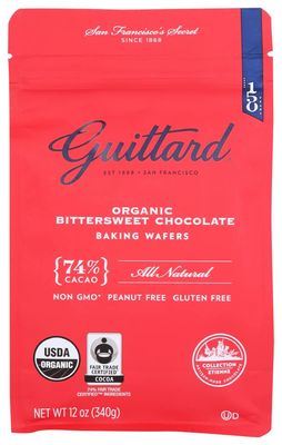 Guittard, Organic 74% Chocolate Baking Wafers, 12 Ounce