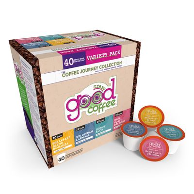 Crazy Good Coffee - The Coffee Journey Collection, Single Serve Coffee K Cup Pod Variety Pack, Premium Arabica Coffee, Keurig Brewer Compatible, 40 Count