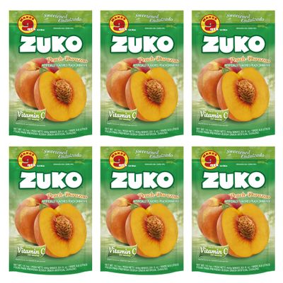 Zuko Peach Instant Powder Drink | Family Pack | No Sugar Needed | Vitamin C | 14.1 Ounce (Pack of 6)