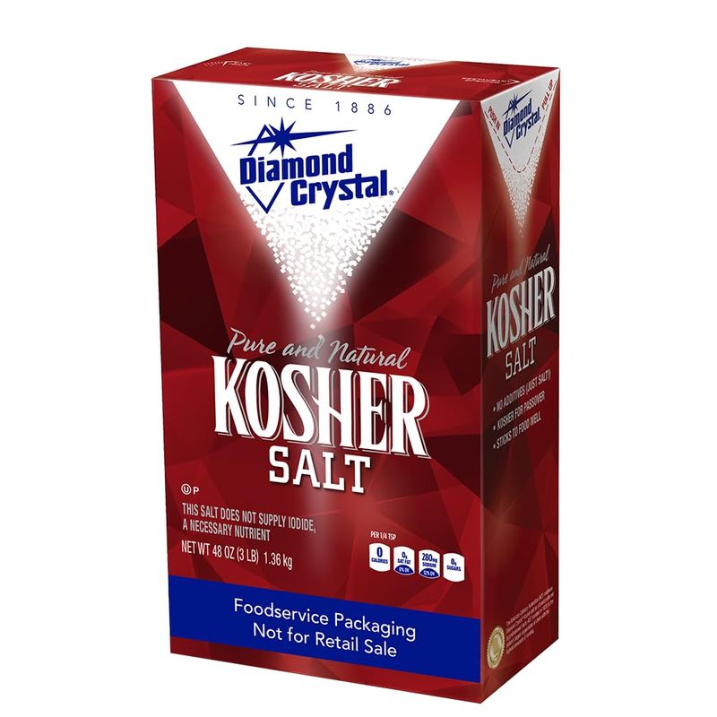 Diamond Crystal Kosher Salt - Full Flavor, No Additives and Less Sodium - Pure and Natural Since 1886 (Restuarant Pack) - 3 Pound Box