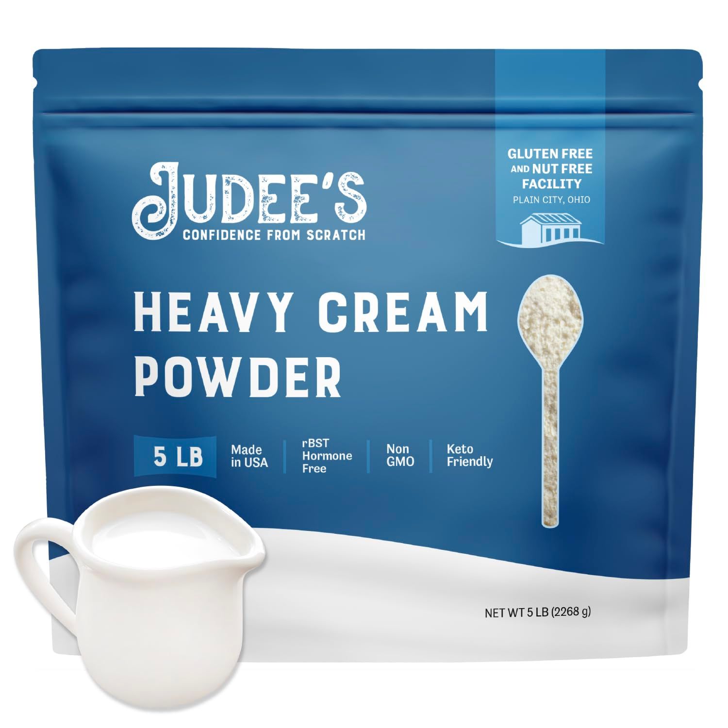 Judee&#39;s Heavy Cream Powder 5 lb - GMO and Preservative Free - Produced in the USA - 100% Gluten-Free - Keto Friendly - Add Healthy Fat to Coffee, Sauces, or Dressings - Make Liquid Heavy Cream