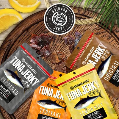 Kaimana Ahi Tuna Fish Jerky - Premium Protein & Rich In Omega-3's - All Natural & Wild Caught Tuna Jerky. Made in Hawaii, USA. (4 Pack, Variety Bundle)