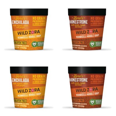 Wild Zora Vermicelli Noodle Soup - Instant Cup of Soup Snack w/Sweet Potato Glass Noodles, Gluten Free Soup Made w/Real and Traditional Soup Ingredients, Grain-Free - Vegan (4-Pack)