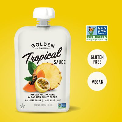 Golden Farms Tropical Pouches, Low Ingredient Healthy Snacks (Pack of 4), 100% Pure Fruit, No Added Sugar, Vegan, Gluten-Free, Kosher, Non-GMO Squeeze Pouch 3.17oz Each