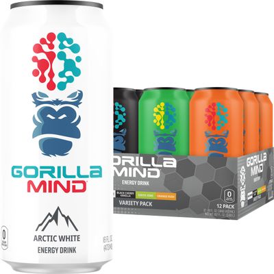 Gorilla Mind Energy Drink | Unmatched Energy Amplified Focus | N-Acetyl-L-Tyrosine, Alpha-GPC, 200mg Caffeine, Uridine, Saffron | 0 Sugar Or Artificial Colors | 16oz, 12-Pack (Variety Pack #1) Gorilla Mind Energy Drink | Unmatched Energy Amplified Focus | N-Acetyl-L-Tyrosine, Alpha-GPC, 200mg Caffeine, Uridine, Saffron | 0 Sugar Or Artificial Colors | 16oz, 12-Pack (Variety Pack #1)