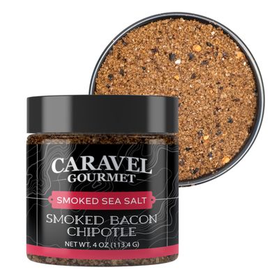 Smoked Bacon Chipotle Fine Sea Salt - All-Natural Bacon Sea Salt Slowly Smoked for Perfect Smoky Flavor - No Gluten, No MSG, Non-GMO - Cooking or Finishing Salt - 4 oz. Stackable Jar