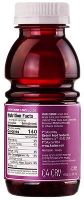 Kedem Concord Grape Juice, 8oz Plastic Bottle (24 Pack)