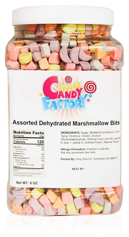 Sarah&#39;s Candy Factory Assorted Dehydrated Marshmallow Bits in Jar, 8 Oz
