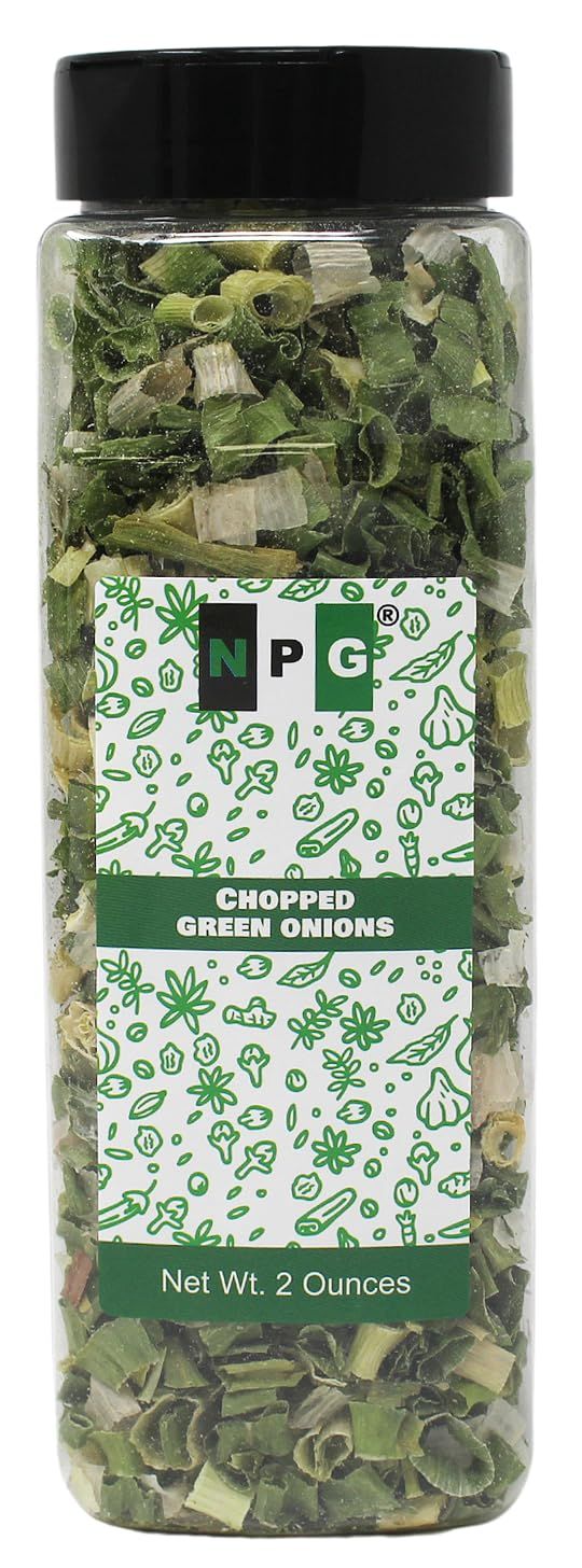 NPG Freeze Dried Chopped Green Onions 2 Ounce, All Natural Non-GMO Gluten Free, Dry Green Onions, Dried Scallions, Gourmet Spring Green Onions for Cooking, Salads, Garnish