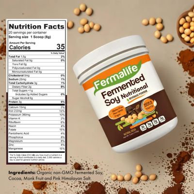 FERMALIFE USDA Organic Fermented Soy Nutritional Beverage - Mix, 5.6oz, 20 Servings, Non-GMO, Vegan, Plant-Based, Nutrients for Your Gut Bacteria