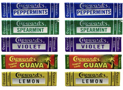 Chowards Mints Variety Pack of 10 - Violet, Spearmint, Peppermint, Guava and Lemon - 2 PACK