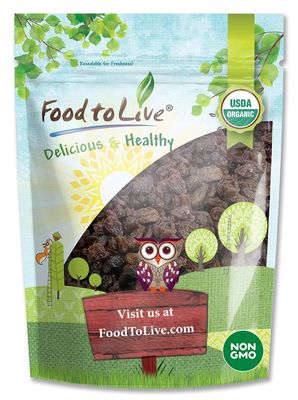 Food to Live California Organic Raisins, 4 Pounds - Thompson Seedless Select, Sun-Dried, Non-GMO, Kosher, Unsulphured, Bulk, No Oil Added