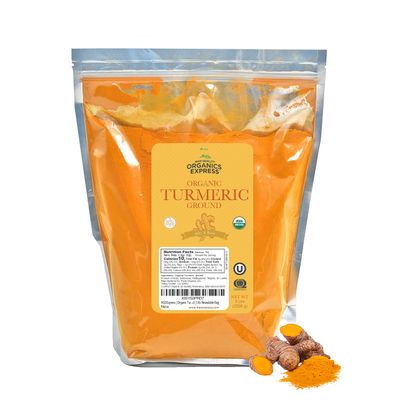 HQOExpress - USDA Certified Organic- Non GMO - Ground Turmeric Spice Powder Seasoning For Cooking- Sustainably Grown - Kosher - 80 oz. Bag