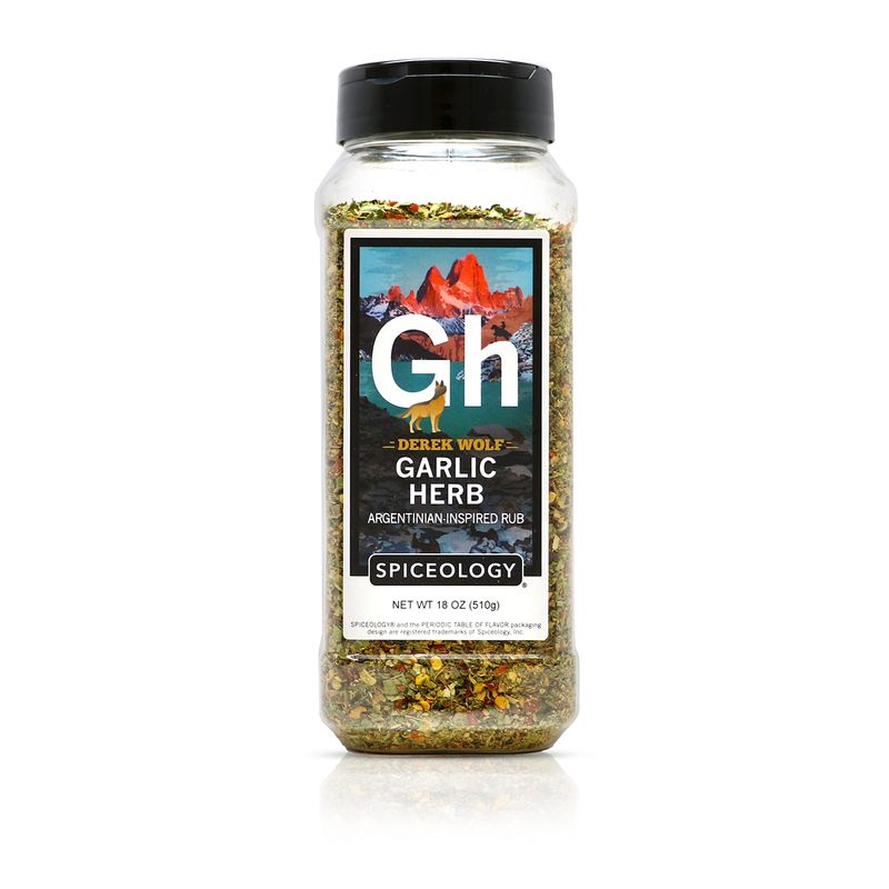 Spiceology &amp; Derek Wolf - Garlic Herb - Argentinian-Inspired BBQ Rub - Barbeque Spices and Seasoning Blends - Use On: Lamb, Chicken, Chimichurri, Shrimp, Eggs and Vegetables - 18 oz