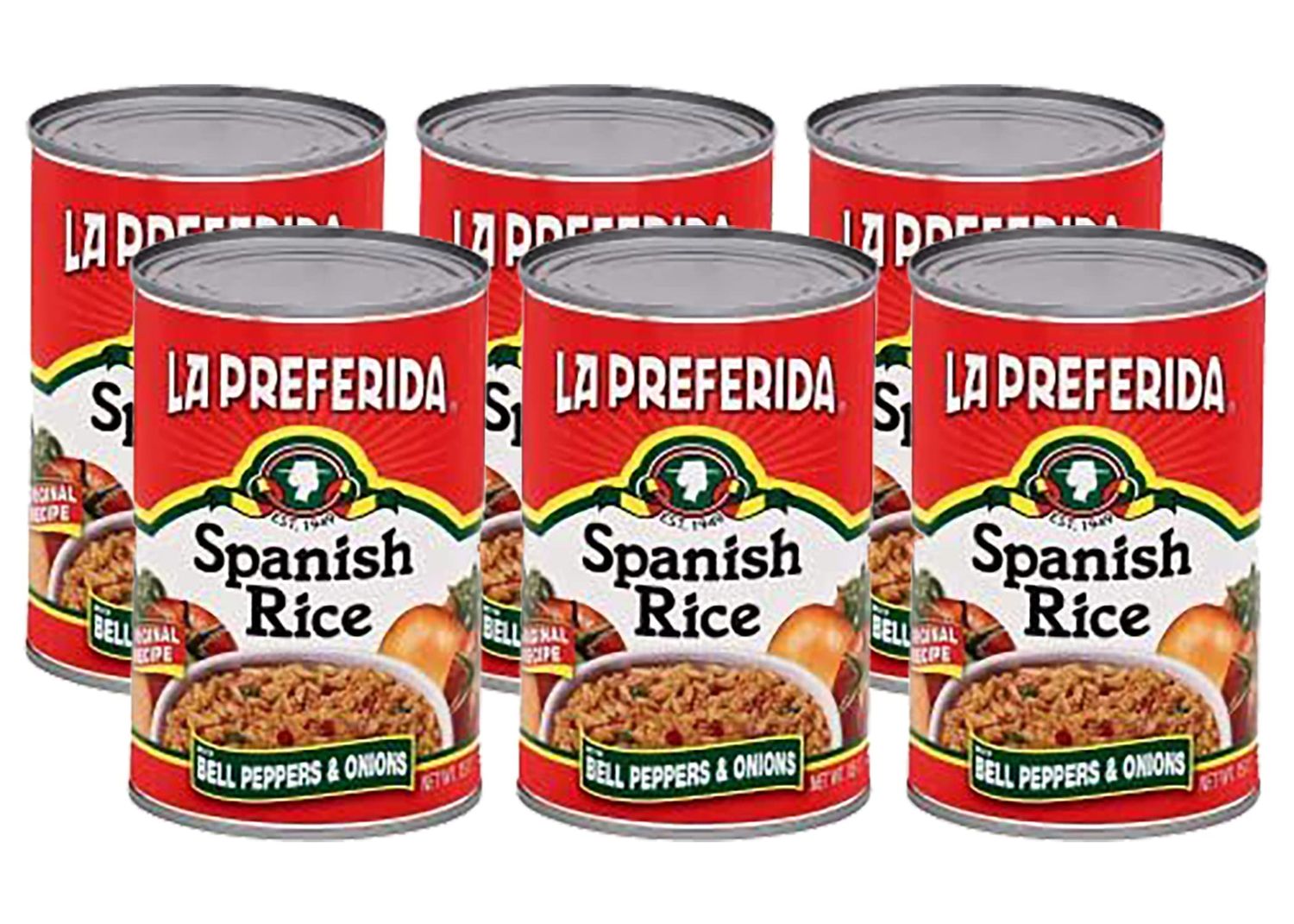 La Preferida Canned Spanish Rice - Quick &amp; Easy, Robust Sauce of Tomatoes, Bell Pepper and Onion. Vegan, Natural ingredients,15 oz (Pack of 6)