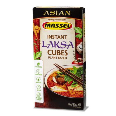 Massel Instant Laksa Bouillon Broth Cubes - No MSG, Gluten-Free Soup Base - 1 Pack (1 x 105g)