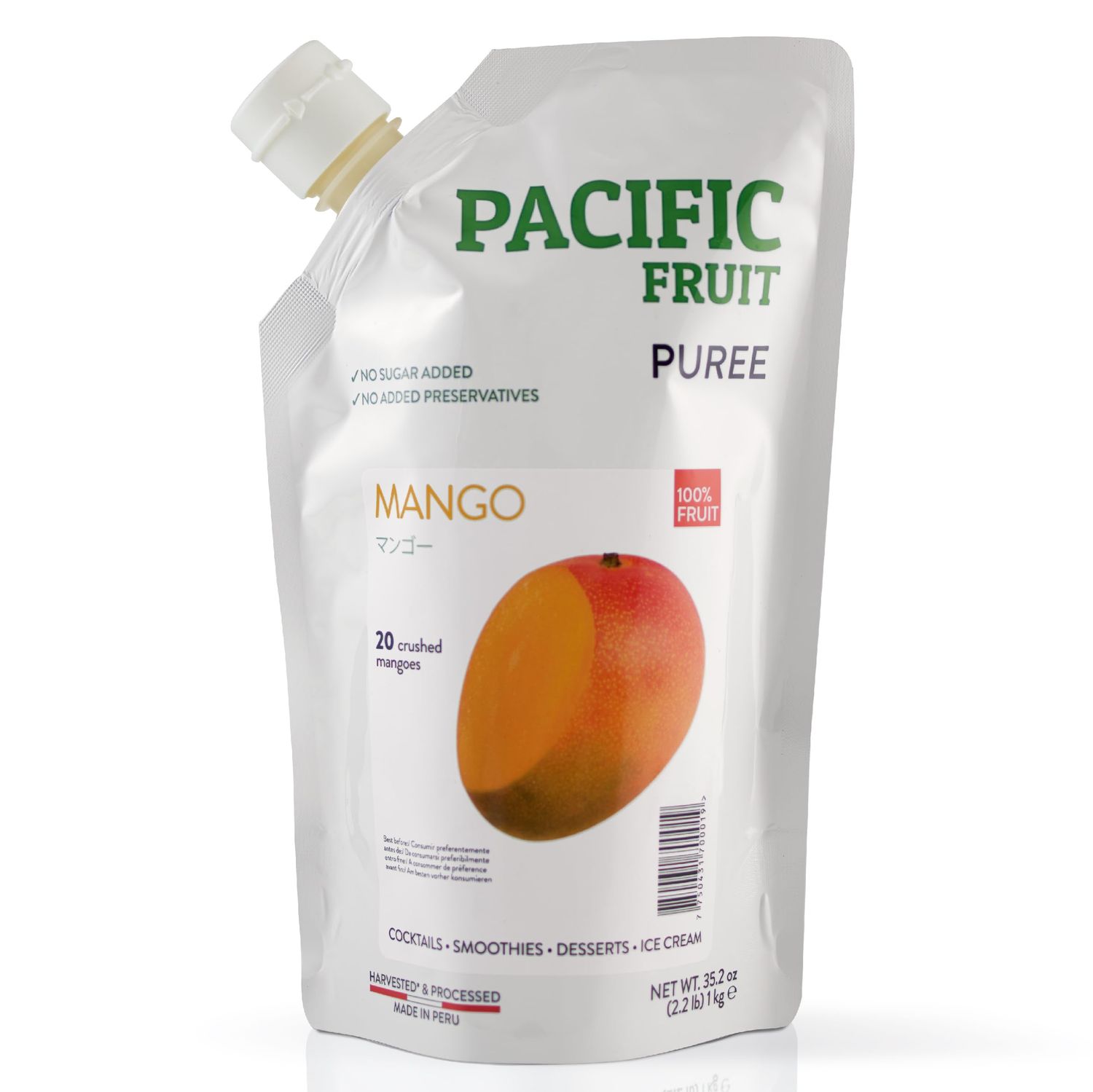 Pacific Fruit Aseptic Mango Pulp in Bags of 1 Lt (2.2 lbs)