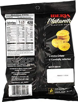 Iberia Garlic Plantain Chips, 3 Ounce (Pack of 24)
