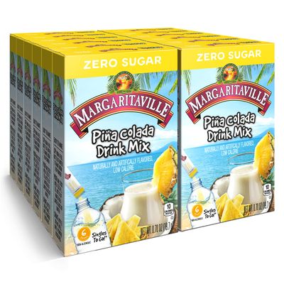 Margaritaville Singles To Go Water Drink Mix - Pina Colada Flavored, Non-Alcoholic Powder Sticks (12 Boxes with 6 Packets Each - 72 Total Servings), 0.65 Ounce (Pack of 12)