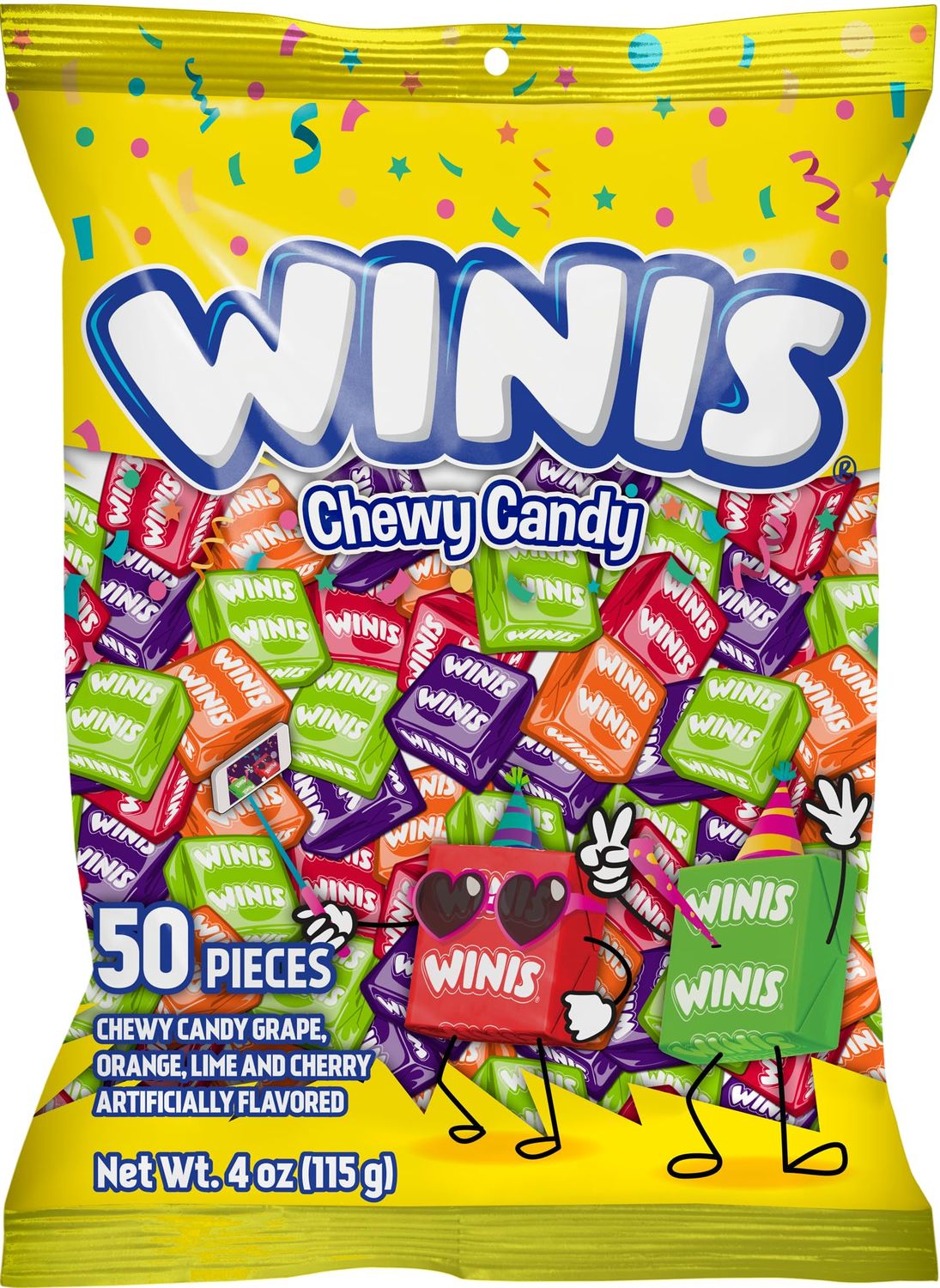 Chewy Candy Winis Original Variety Bag - Taffy Candy 50 individually wrapped pieces- Size 4 Oz Bag Assorted Easter Candy Mix