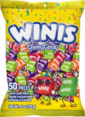 Chewy Candy Winis Original Variety Bag - Taffy Candy 50 individually wrapped pieces- Size 4 Oz Bag Assorted Easter Candy Mix