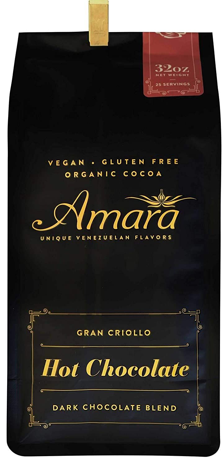 Amara Unique Venezuelan Flavors. Hot Chocolate Gran Criollo Dark Chocolate Blend. Made with Certified Organic Cacao Powder 32oz