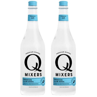 Q Mixers Club Soda, Premium Cocktail Mixer Made with Real Ingredients 750ml Bottle | 2 PACK