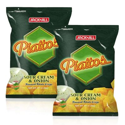 Jack&#39;n Jill Piattos Flavored Potato Crisps 2.8 Oz Sour Cream &amp; Onion Flavored (Pack of 2)