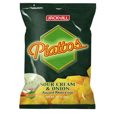 Jack'n Jill Piattos Flavored Potato Crisps 2.8 Oz Sour Cream &amp; Onion Flavored (Pack of 2)