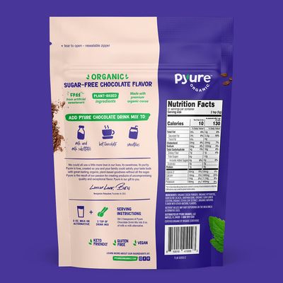 Organic Chocolate Drink Mix with Cocoa by Pyure | Sugar-Free, Keto, 1 Net Carb | 7.23 Ounce