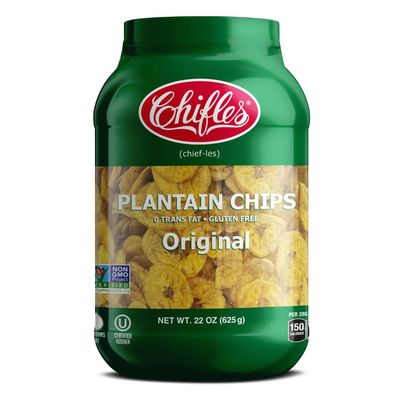 Chifles Original Plantain Chips (22oz Tub) - Everyday Healthy Snack - Wholesome &amp; Crunchy - More Satisfying than Potato Chips | Natural, Gluten Free, Nut Free, Vegan, Kosher | 22 servings